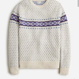 J. Crew Beige and Navy Patterned Crewneck Sweater
